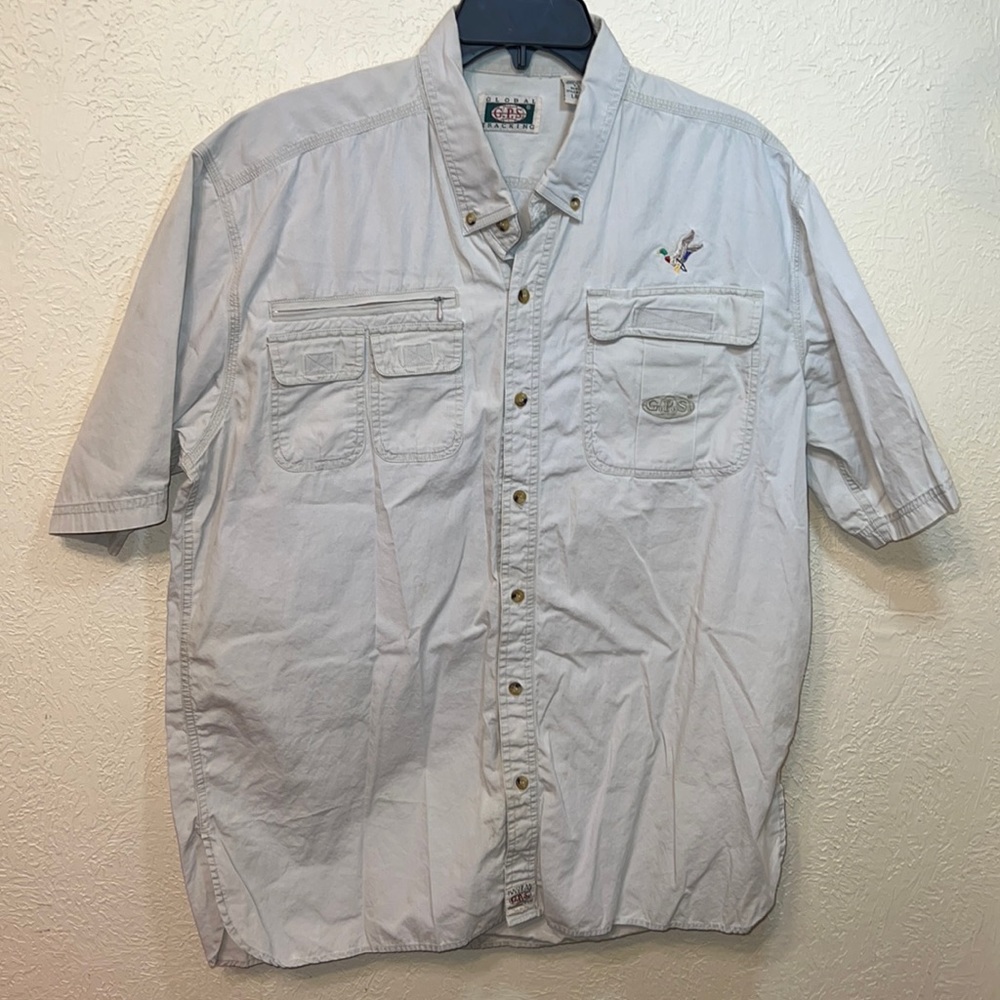 GPS Global Tracking Mens Utility Button Down Shirt